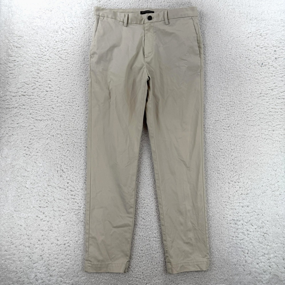 Banana Republic Aiden Tech Chino Pants Mens 34x32 Beige Slim Fit Stretch Casual